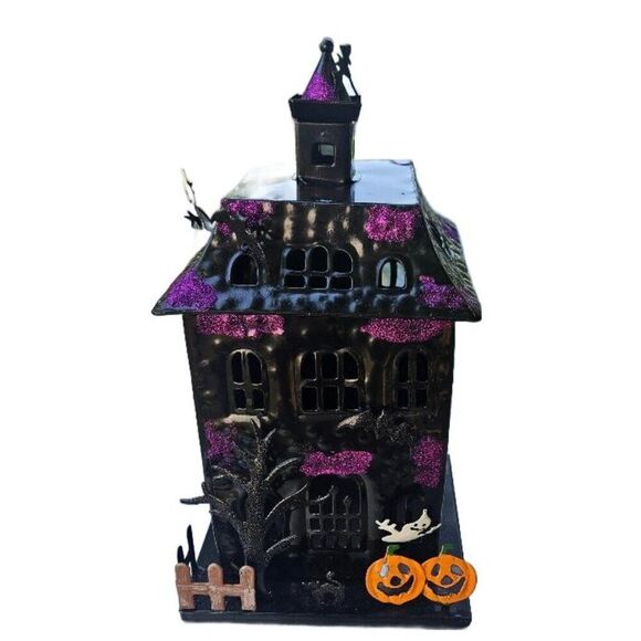 Halloween Black Metal Haunted House with Flameless Candle See Video - Picture 4 of 8